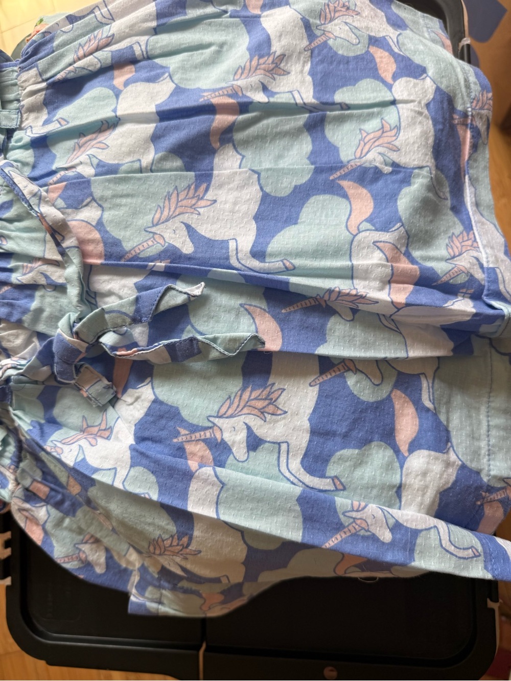Mini Boden Light Blue & Pink Girls Shorts with Elastic Waist